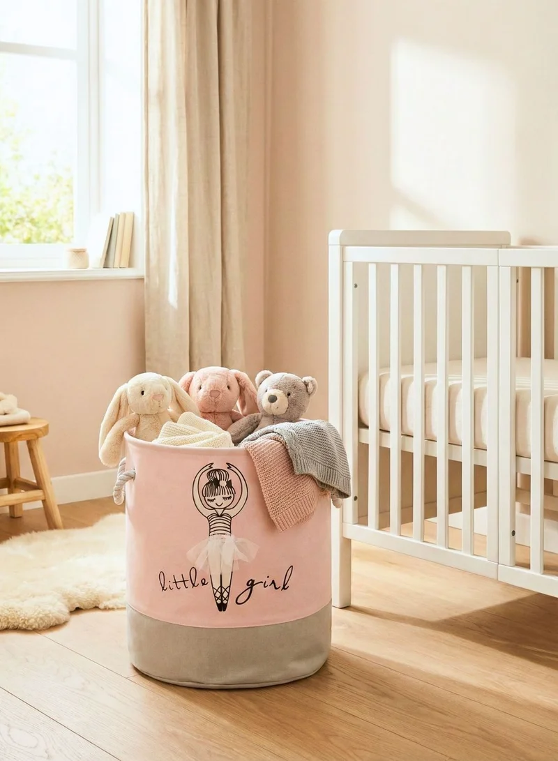 1Chase Ballerina Girl Kids Laundry Basket Canvas Storage Organizer – Ballerina Girl Design, Foldable Toy and Clothes Hamper with Handles  | Best Price UAE